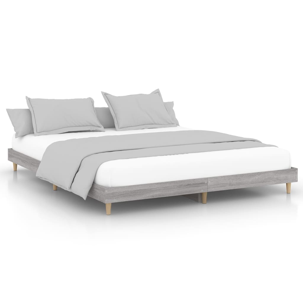 Vidaxl bedframe bewerkt hout grijs sonoma eikenkleurig 200x200 cm