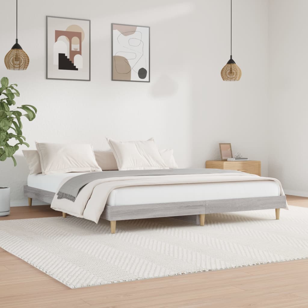Vidaxl bedframe bewerkt hout grijs sonoma eikenkleurig 200x200 cm