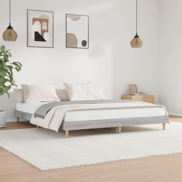 Vidaxl bedframe bewerkt hout grijs sonoma eikenkleurig 200x200 cm