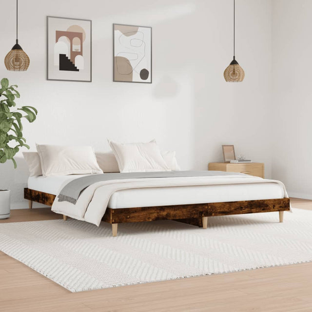 Vidaxl bedframe zonder matras hout gerookt eikenkleurig 150x200 cm