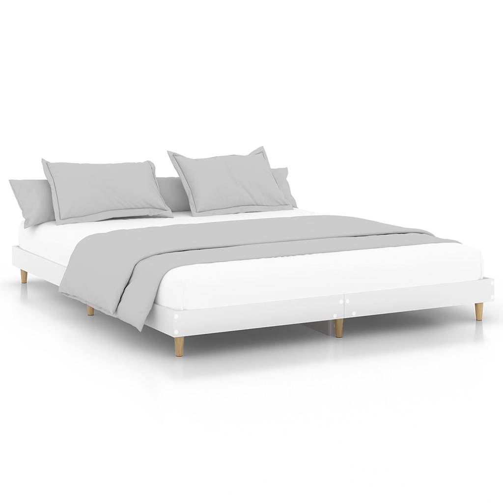 Vidaxl bedframe led massief hout wit 120x200 cm
