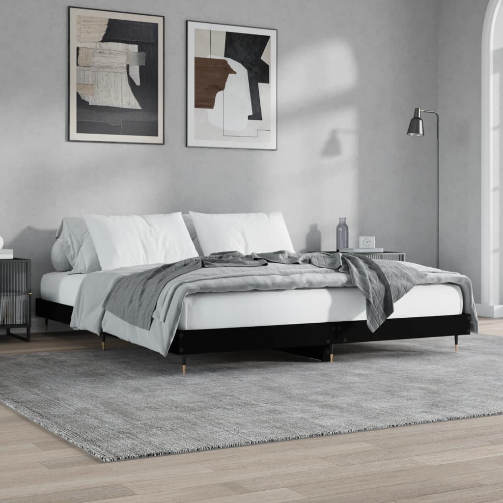 Vidaxl bedframe massief hout zwart 200x200 cm