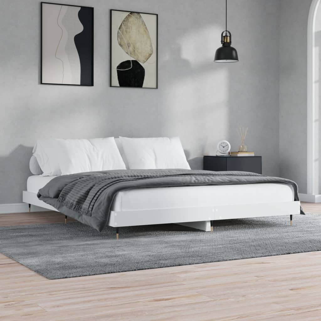 Vidaxl bedframe led massief hout wit 120x200 cm