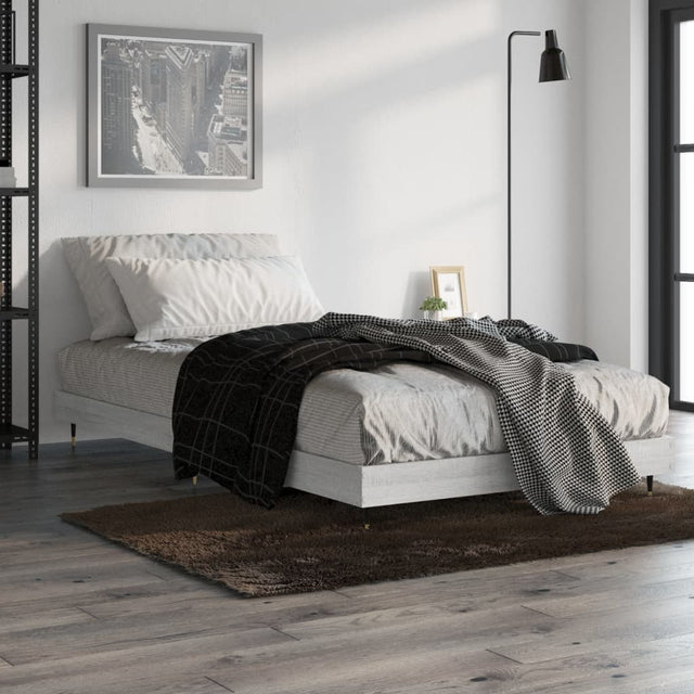 Vidaxl bedframe bewerkt hout grijs sonoma eikenkleurig 90x200 cm