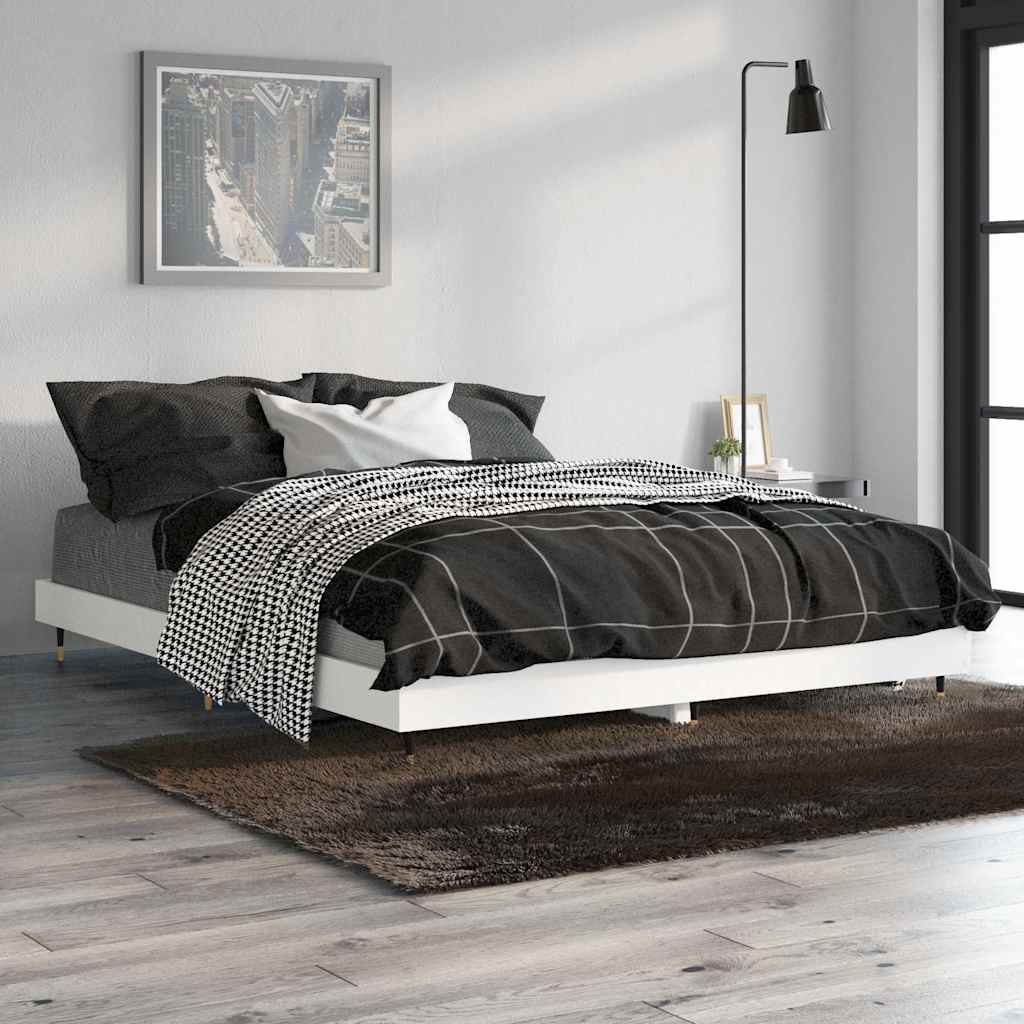 Vidaxl bedframe led massief hout wit 140x190 cm