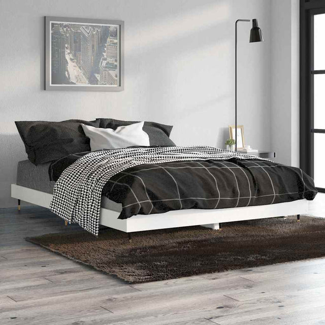 Vidaxl bedframe led massief hout wit 140x190 cm
