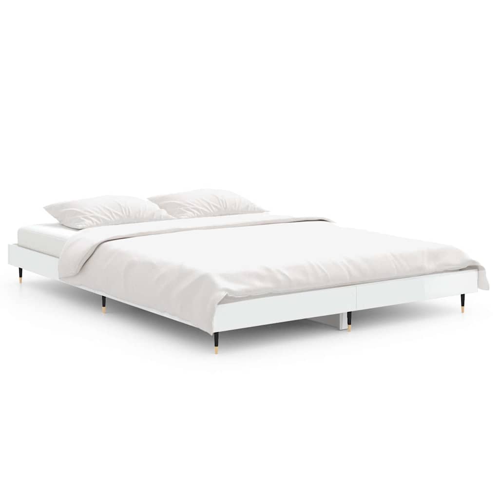 Vidaxl bedframe bewerkt hout hoogglans wit 135x190 cm
