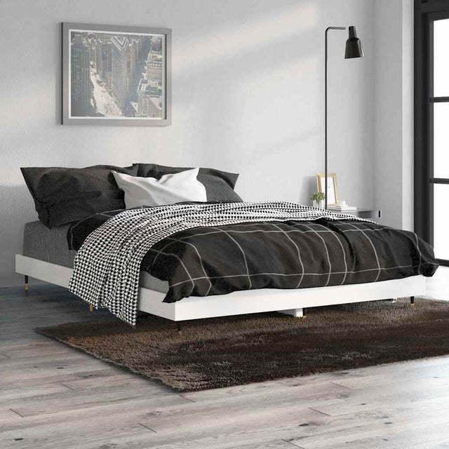 Vidaxl bedframe bewerkt hout hoogglans wit 135x190 cm