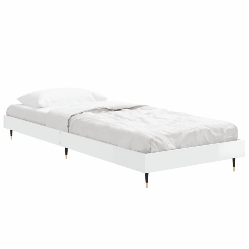 Vidaxl bedframe bewerkt hout hoogglans wit 75x190 cm