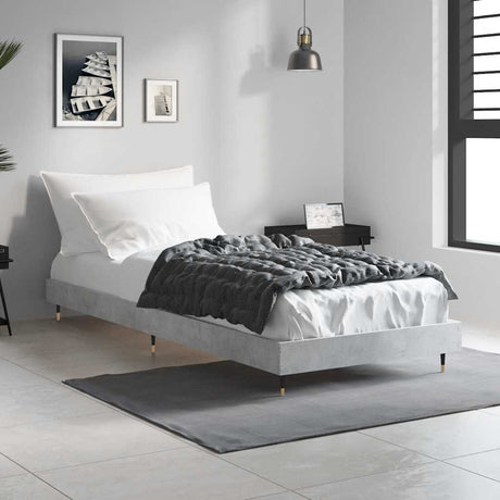 Vidaxl bedframe bewerkt hout betongrijs 75x190 cm