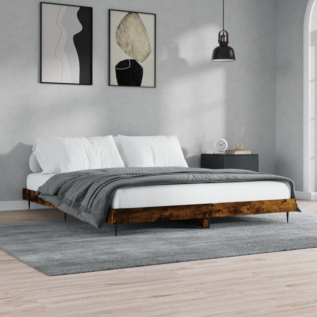 Vidaxl bedframe zonder matras 200x200 cm spaanplaat gerookt eiken