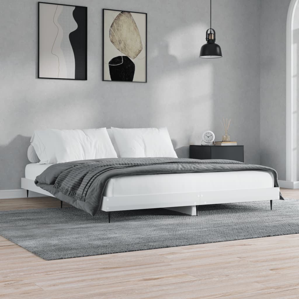 Vidaxl bedframe bewerkt hout hoogglans wit 150x200 cm