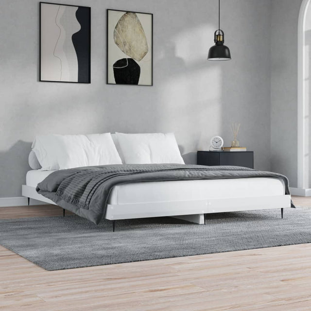 Vidaxl bedframe bewerkt hout hoogglans wit 120x200 cm
