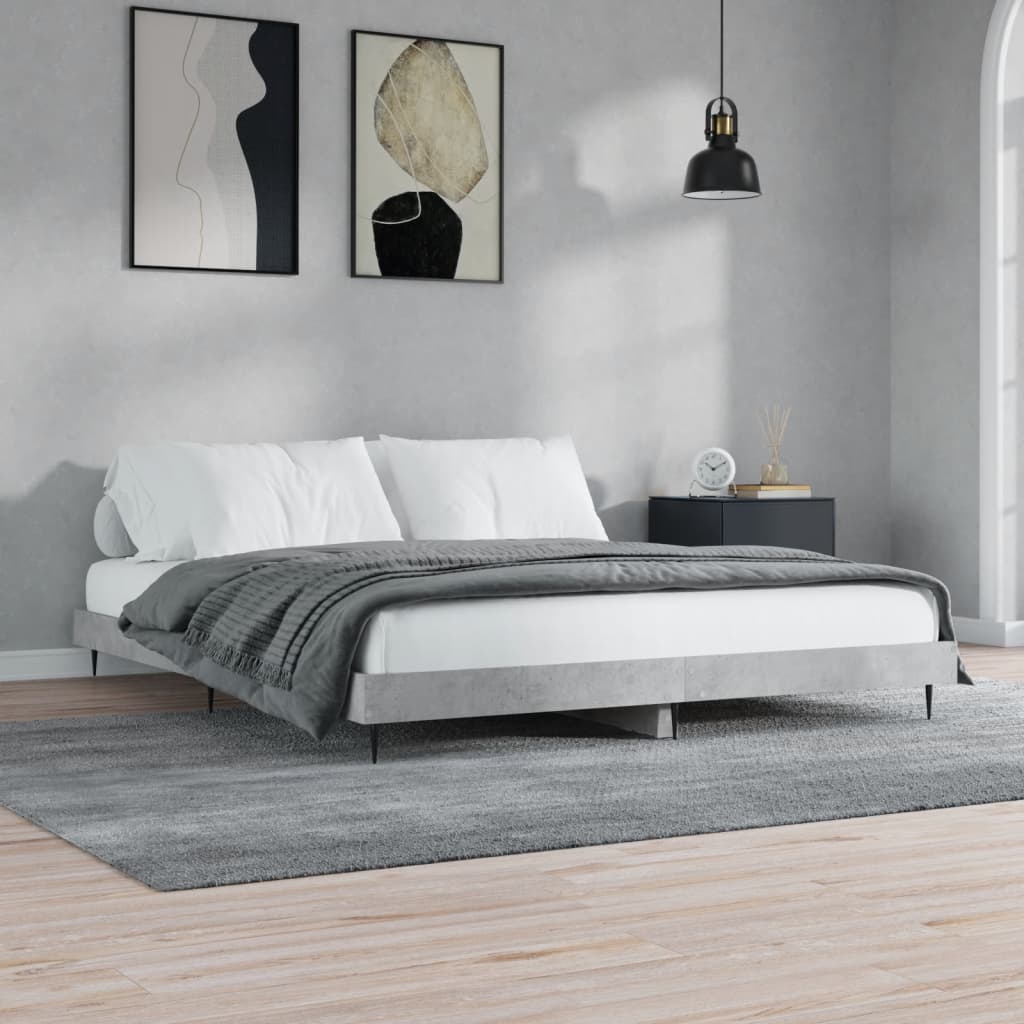 Vidaxl bedframe bewerkt hout betongrijs 120x200 cm