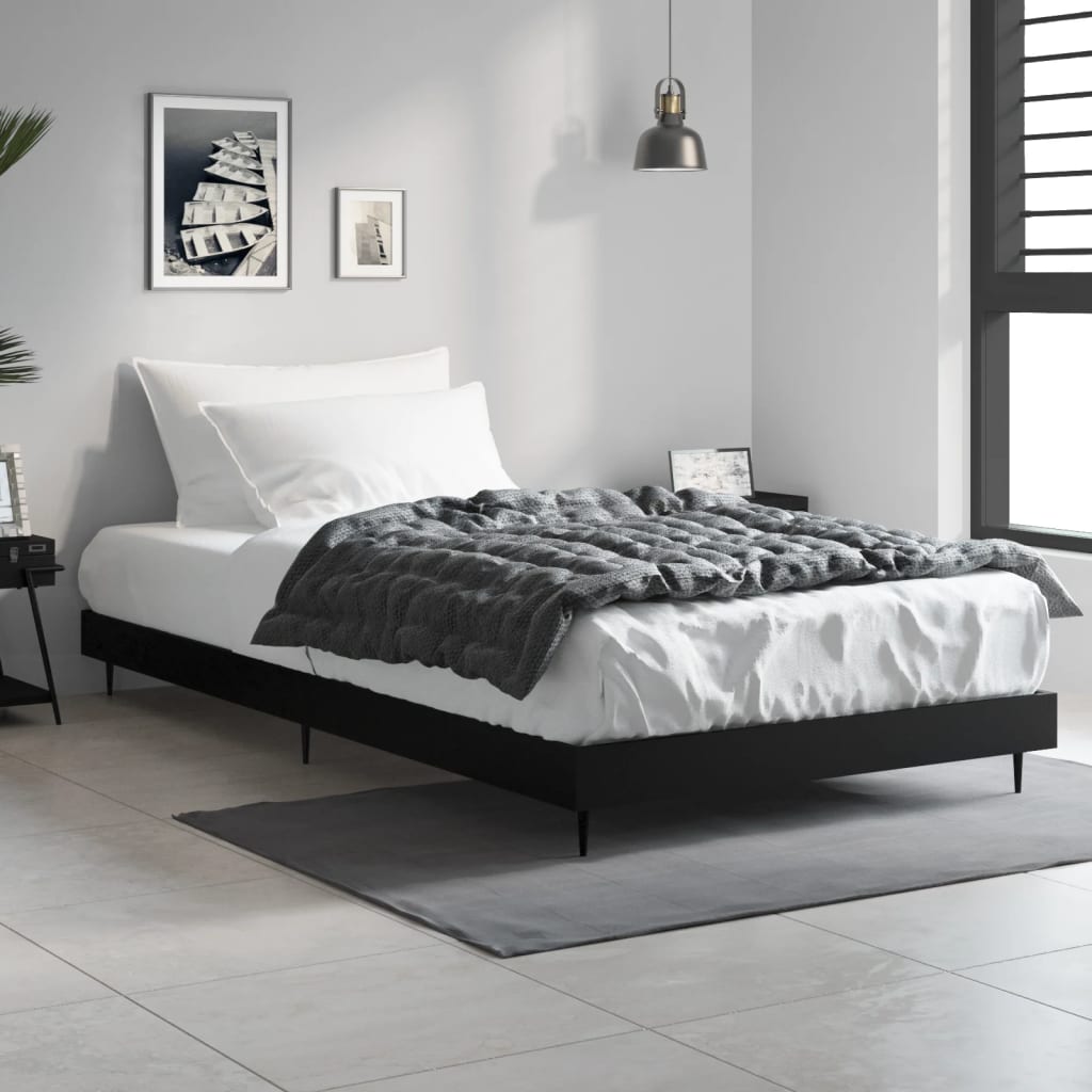 Vidaxl bedframe bewerkt hout zwart 100x200 cm