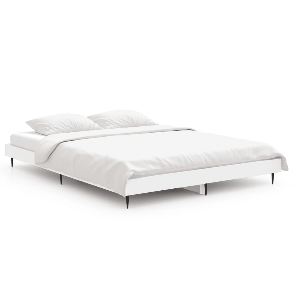 Vidaxl bedframe led massief hout wit 140x190 cm