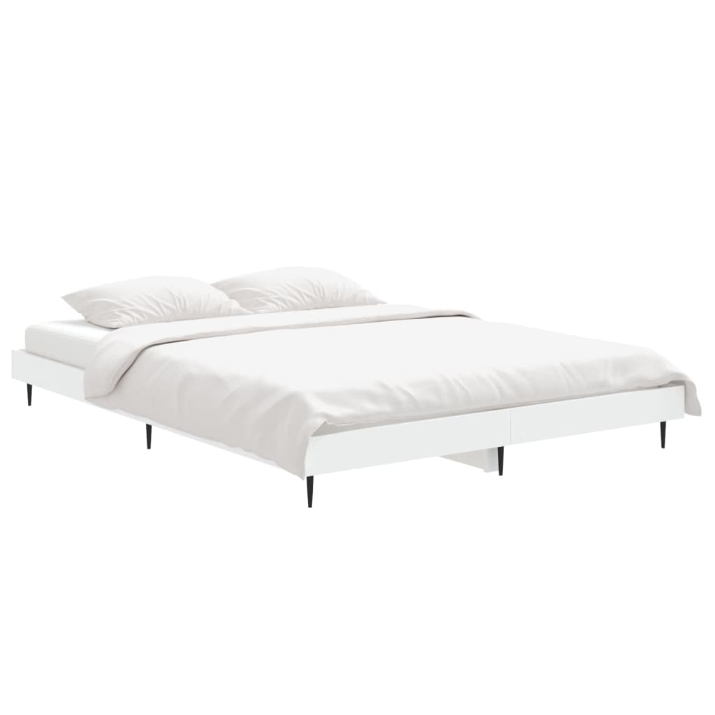 Vidaxl bedframe led massief hout wit 140x190 cm