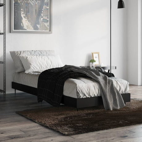 Vidaxl bedframe bewerkt hout zwart 75x190 cm