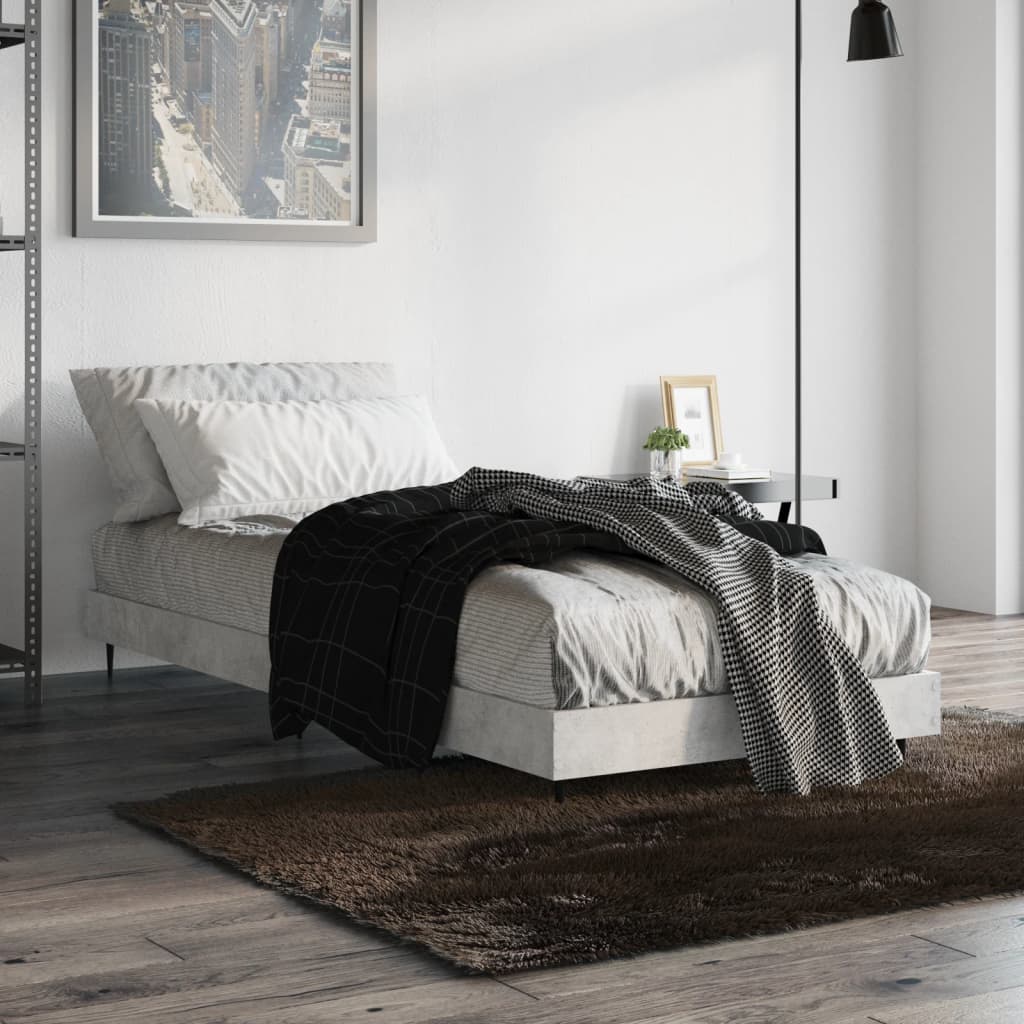 Vidaxl bedframe bewerkt hout betongrijs 75x190 cm
