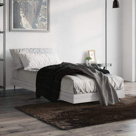 Vidaxl bedframe bewerkt hout grijs sonoma eikenkleurig 75x190 cm