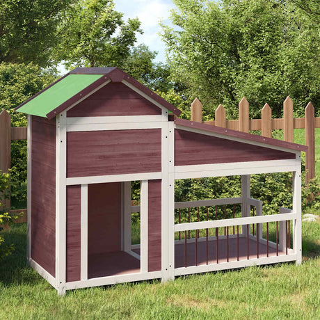 Buda dla psa Vidaxxl 143x60,5x109 cm z litego drewna sosnowego w kolorze mokki