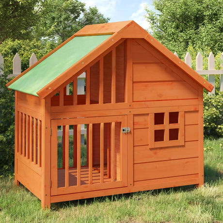 Buda dla psa Vidaxxl 96x60,5x87 cm z litego drewna sosnowego w kolorze brązowym