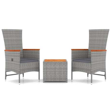 Vidaxl 3-delige loungeset poly rattan en massief acaciahout grijs