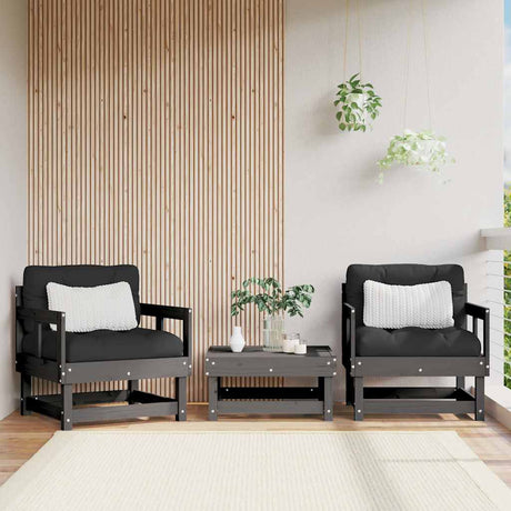 Vidaxl tuinstoelen 2 st met kussens massief grenenhout grijs