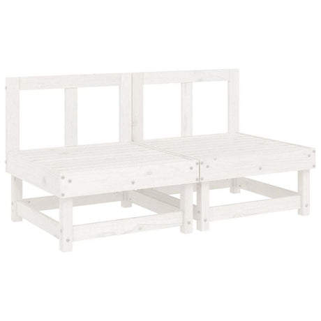 Vidaxl middenbanken met kussens 2 st massief grenenhout wit
