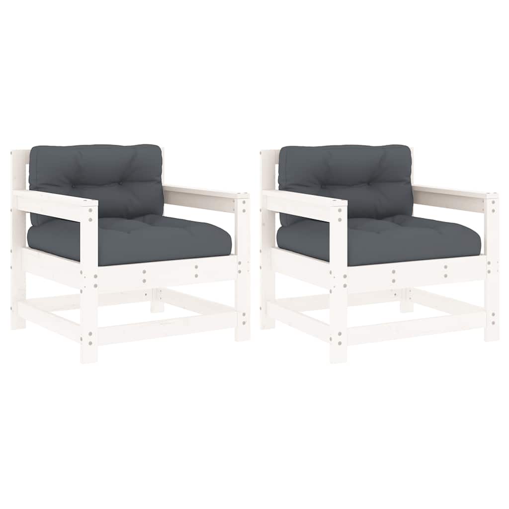 Vidaxl tuinstoelen met kussens 2 st massief grenenhout wit