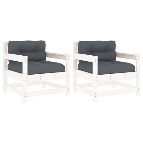 Vidaxl tuinstoelen met kussens 2 st massief grenenhout wit