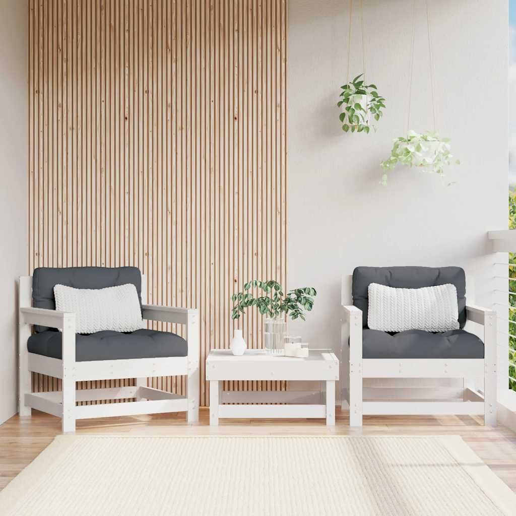 Vidaxl tuinstoelen met kussens 2 st massief grenenhout wit