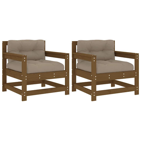 Vidaxl tuinstoelen 2 st met kussens massief grenenhout honingbruin