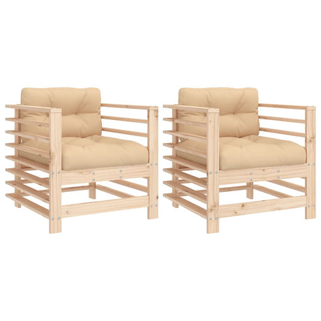 Vidaxl tuinstoelen 2 st met kussens massief grenenhout