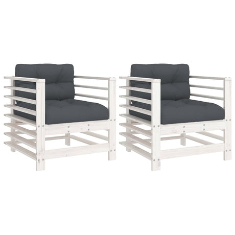Vidaxl tuinstoelen met kussens 2 st massief grenenhout wit