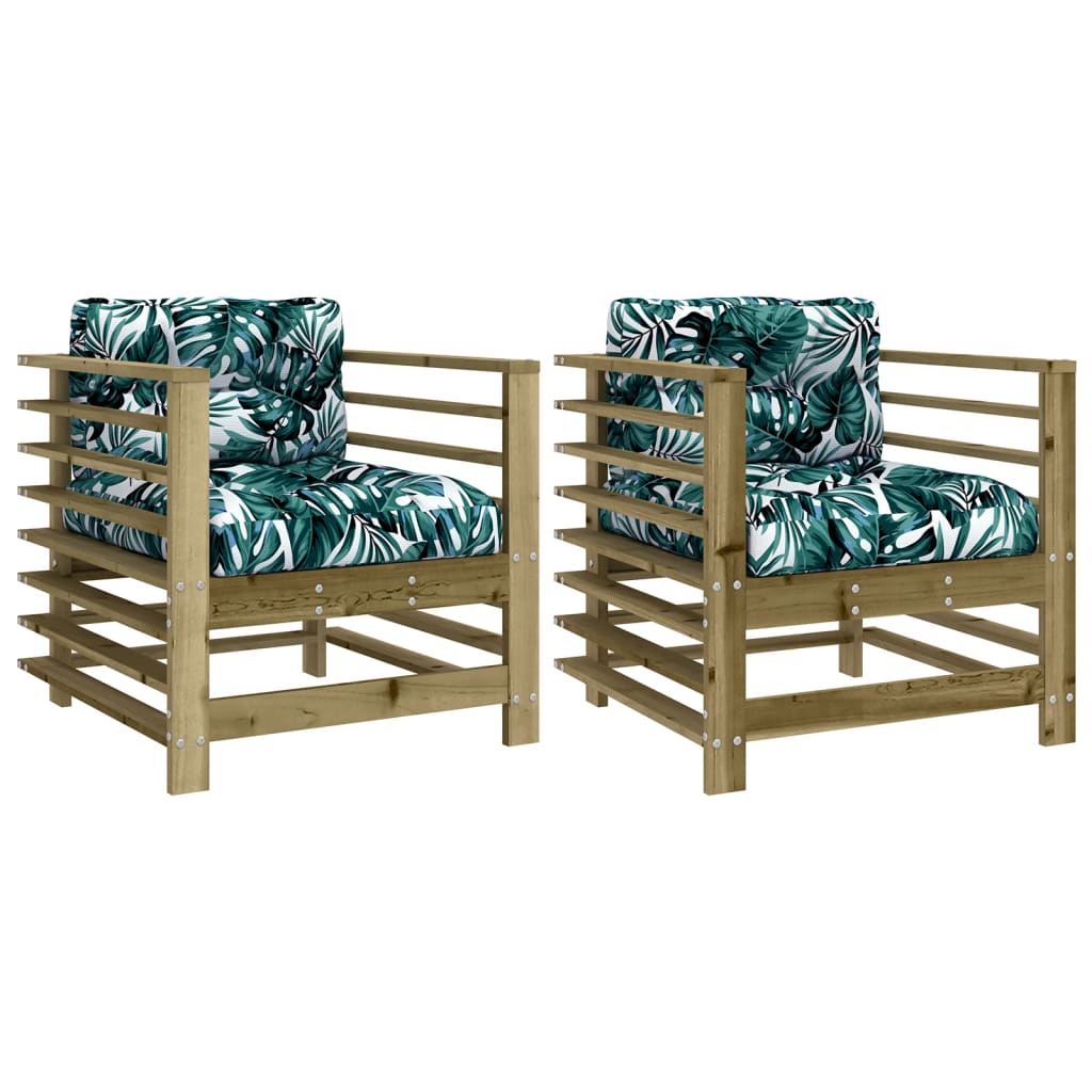 Vidaxl tuinstoelen 2 st met kussens geïmpregneerd grenenhout