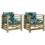 Vidaxl tuinstoelen 2 st met kussens geïmpregneerd grenenhout