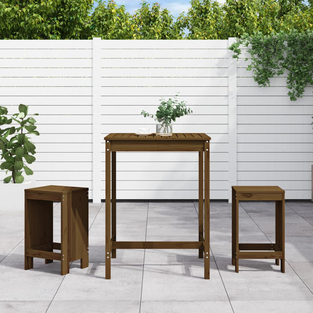 Vidaxl 3-delige tuinbarset massief grenenhout honingbruin