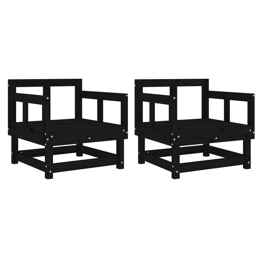 Vidaxl tuinstoelen 2 st massief grenenhout zwart