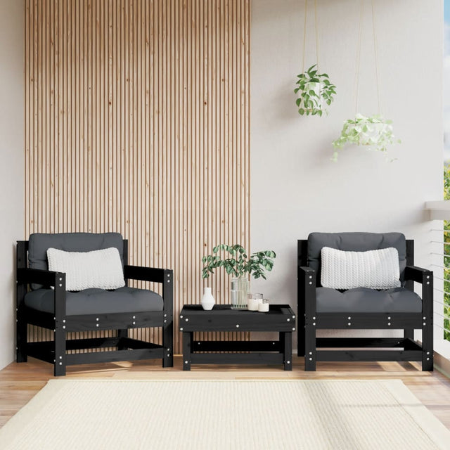 Vidaxl tuinstoelen 2 st massief grenenhout zwart