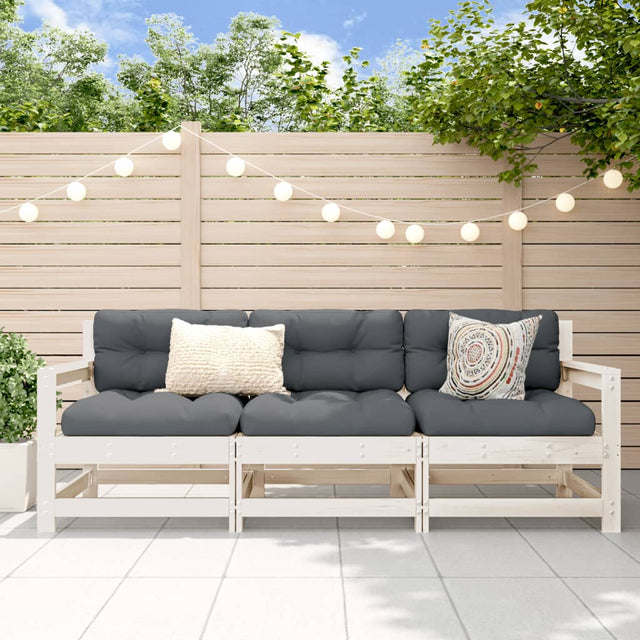 Vidaxl 3-delige loungeset massief grenenhout wit