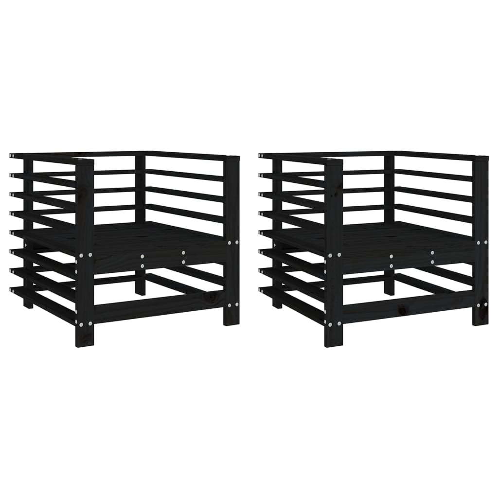 Vidaxl tuinstoelen 2 st massief grenenhout zwart