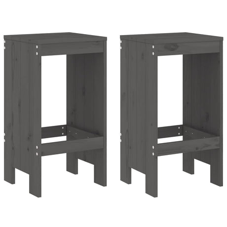 Vidaxl barkrukken 2 st 40x36x75 cm massief grenenhout grijs