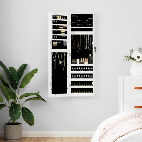 Szafka na biżuterię Vidaxx z lustrem do montażu na ścianie 30x8,5x106 cm biała