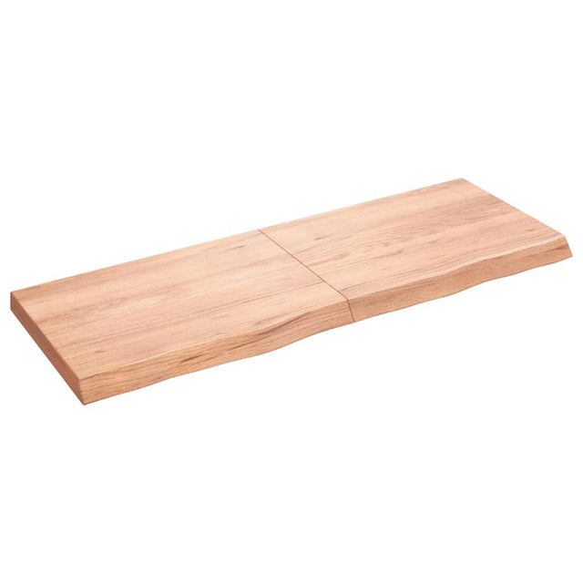 Vidaxl wandschap 140x50x(2-6)cm behandeld massief eikenhout lichtbruin