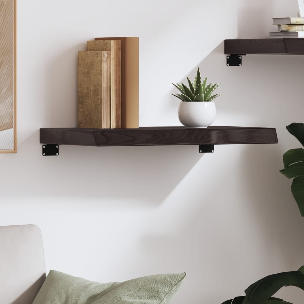Vidaxl wandschap 60x40x(2-6)cm behandeld massief eikenhout donkerbruin