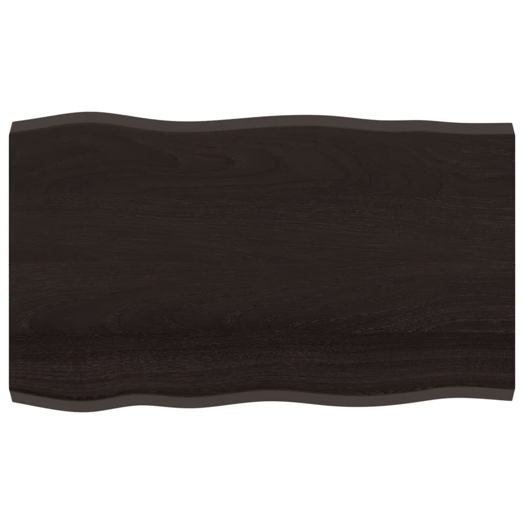 Vidaxl tafelblad natuurlijke rand 100x60x(2-4)cm eikenhout donkerbruin