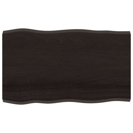 Vidaxl tafelblad natuurlijke rand 100x60x(2-4)cm eikenhout donkerbruin