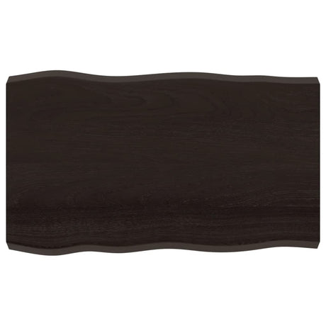 Vidaxl tafelblad natuurlijke rand 100x60x(2-6)cm eikenhout donkerbruin