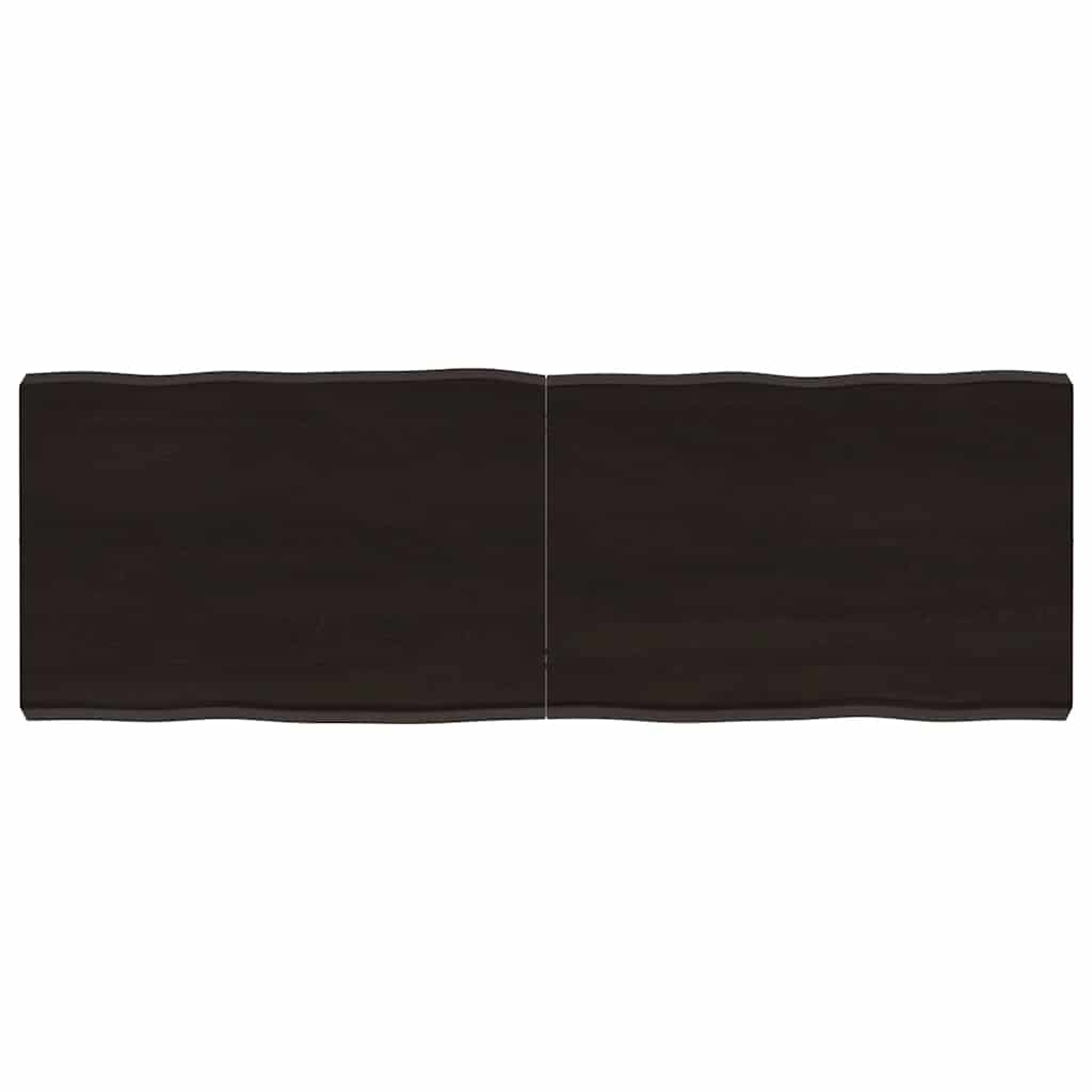Vidaxl tafelblad natuurlijke rand 120x40x(2-6)cm eikenhout donkerbruin